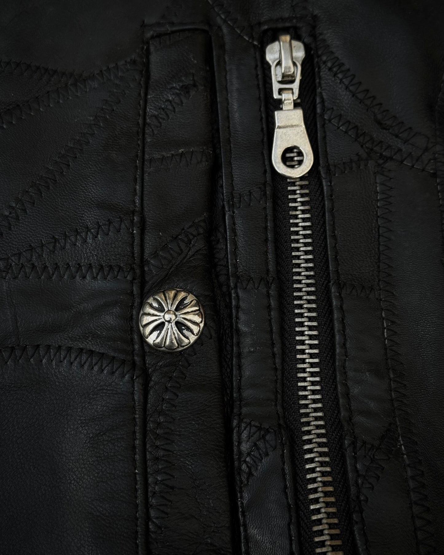 Army Of No! Scar Stitched Leather Patchwork Jacket