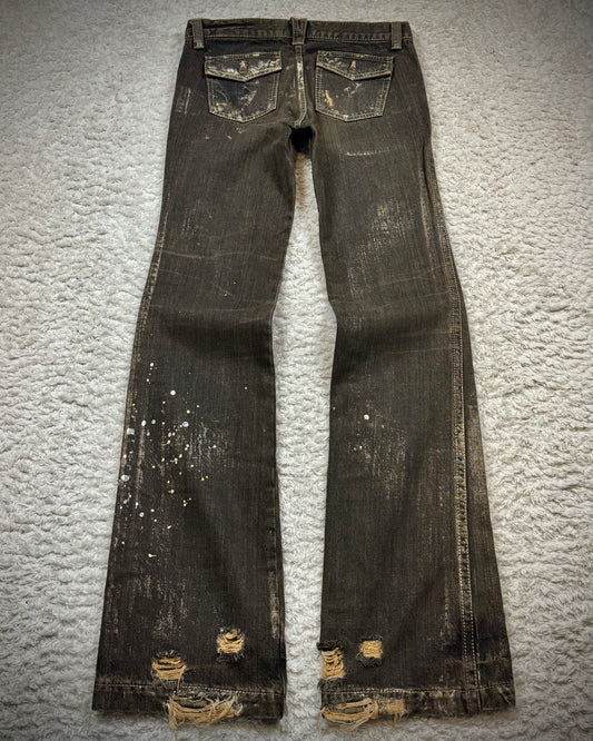 Chesty Gold Waxed Vintage Flared Jeans