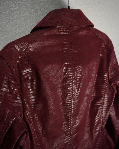 Tornado Mart Crimson Reptile Pattern Waxed Jacket