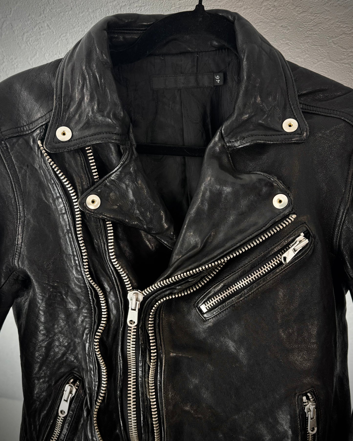 Fuga Double Zip Quilted Leather Biker Jacket