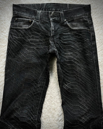 Tornado Mart Python Washed Lace Up Flared Jeans
