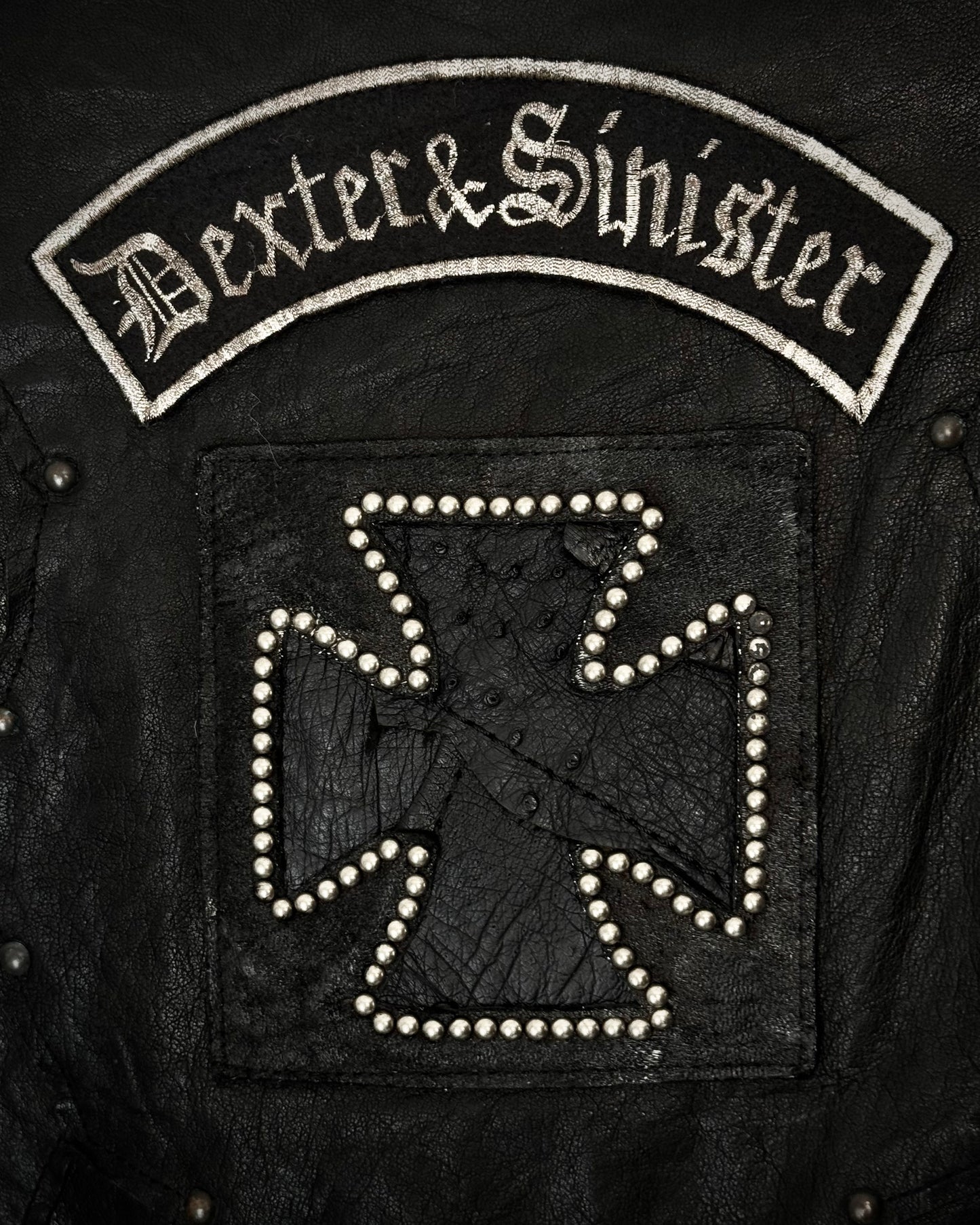 Yasuyuki Ishii Studded Raw Cut Leather Patchwork Jacket