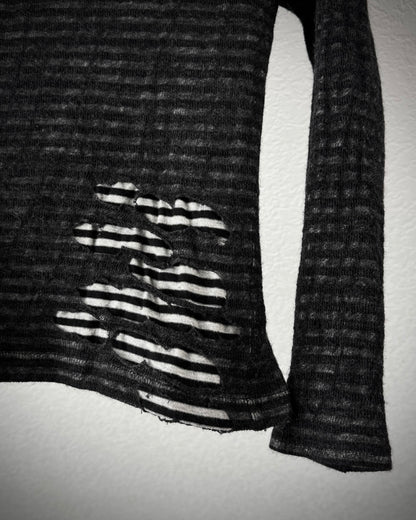 CAV-000 Double Layered Distressed Striped Longsleeve