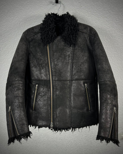 Custom Culture Luster Textured Shearling Biker Jacket