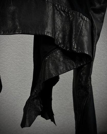 Ekam Asymmetrical Raw Cut Sheepskin Leather Jacket