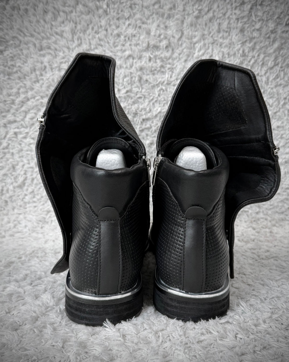 Grained Flap Over Leather Boots