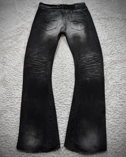 CavariA J-Cut Whisker Washed Bootcut Denim