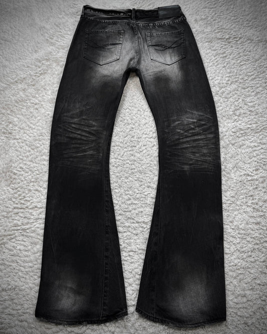 CavariA J-Cut Whisker Washed Bootcut Denim