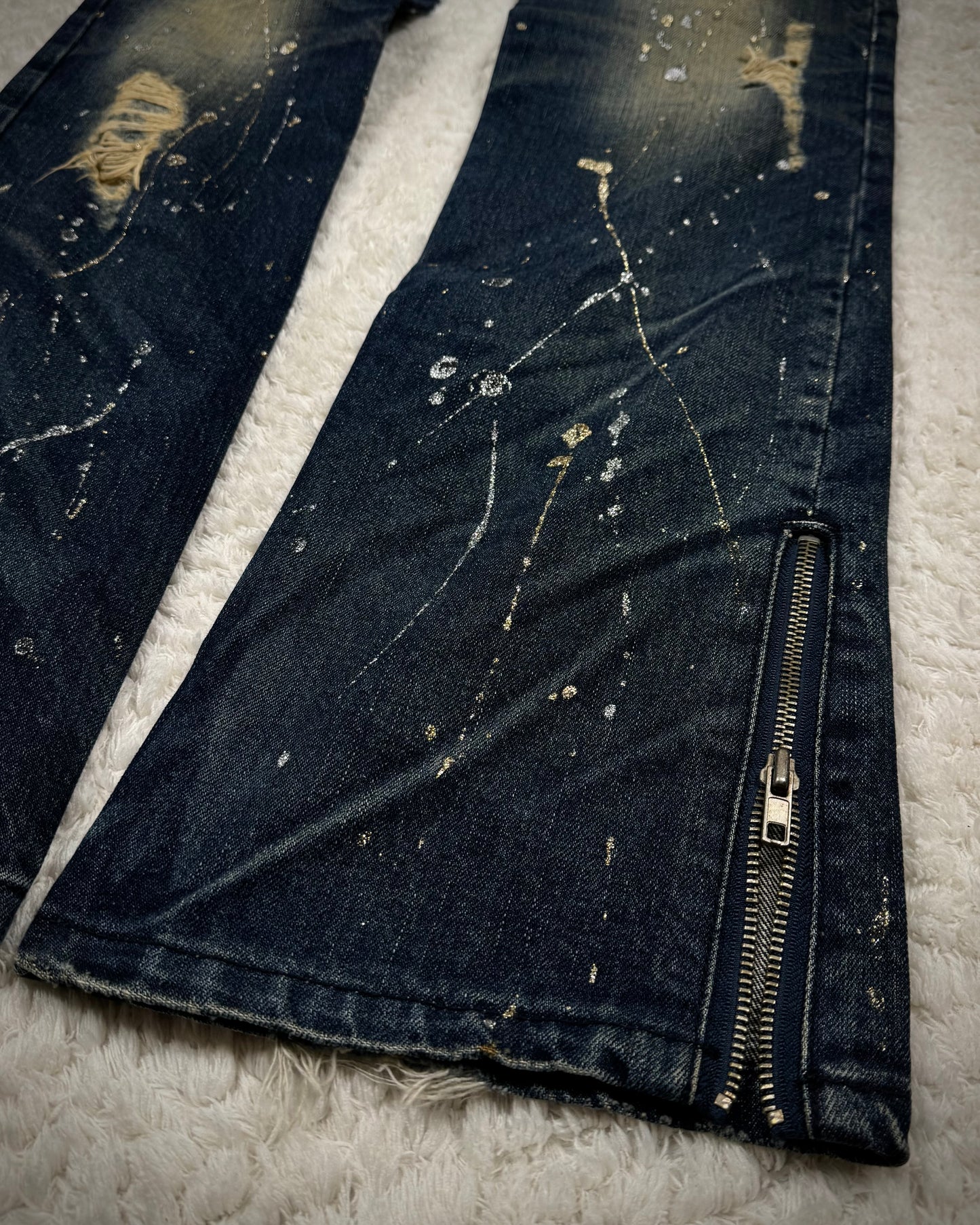 Lagust Gold & Silver Splatter Zippered Bootcut Denim