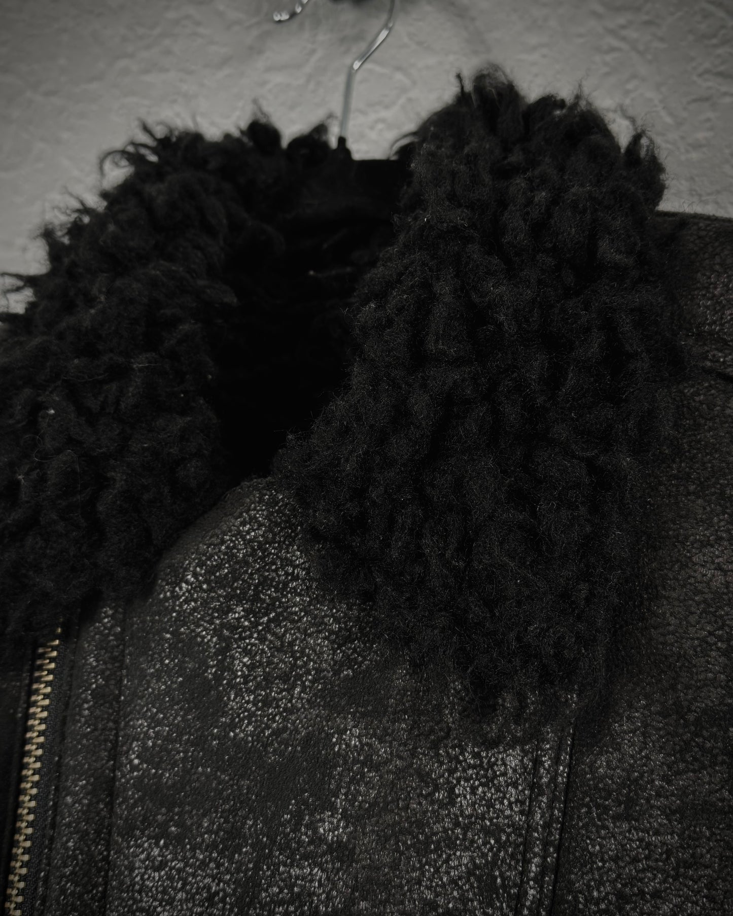 Custom Culture Luster Textured Shearling Biker Jacket