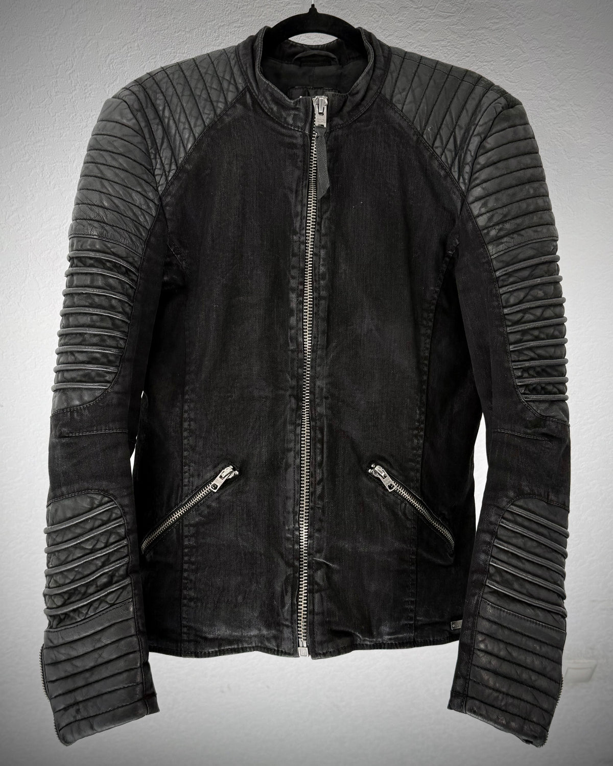 Tigha Waxed Leather Biker Jacket