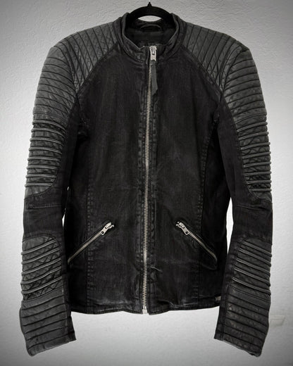 Tigha Waxed Leather Biker Jacket