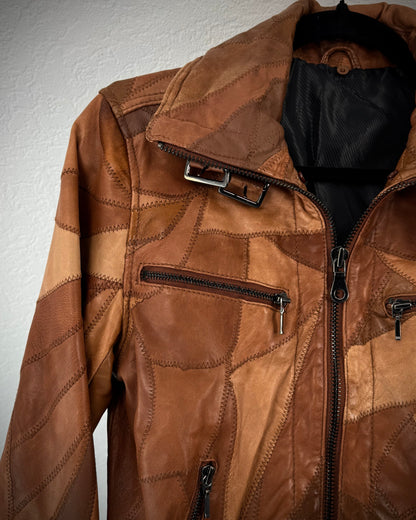 All The Way Scar Stitched Patchwork Leather Jacket