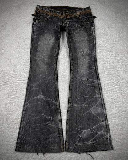 Tornado Mart Python Belted Flared Jeans