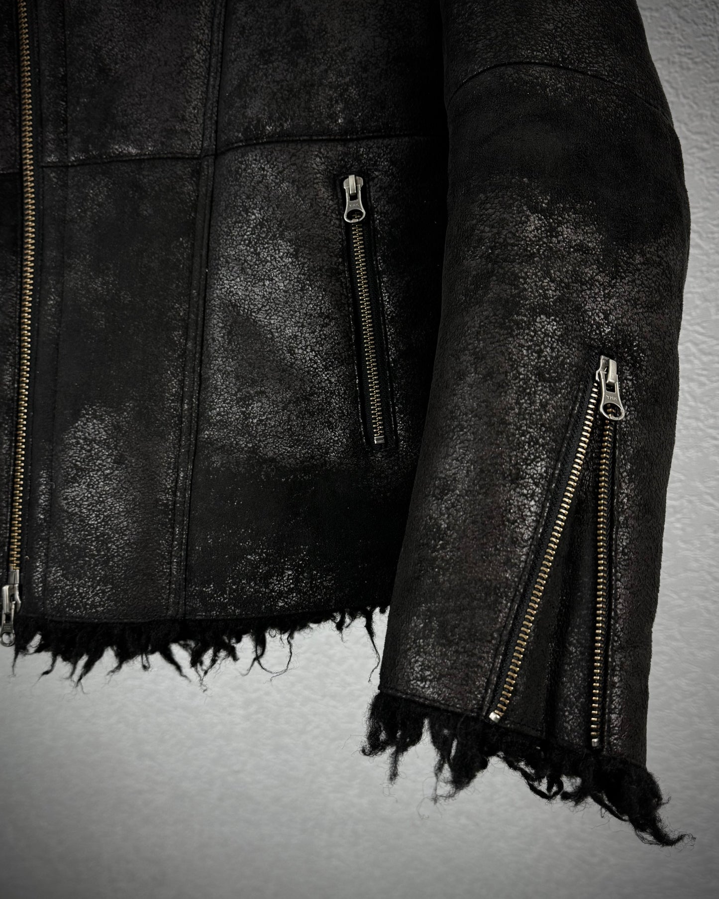 Custom Culture Luster Textured Shearling Biker Jacket
