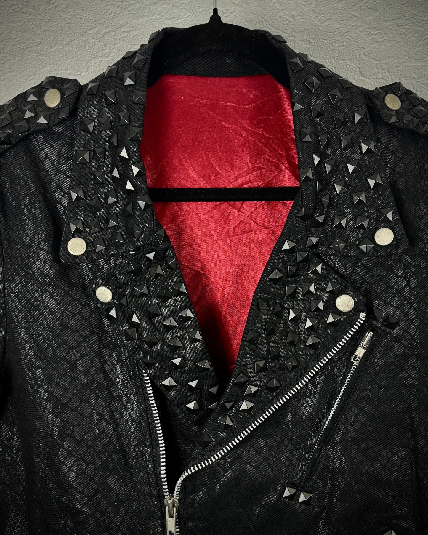 By The R Python Waxed Studded Biker Jacket