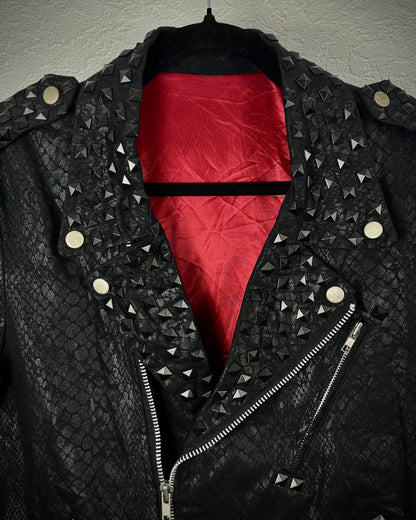 By The R Python Waxed Studded Biker Jacket