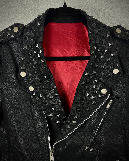 By The R Python Waxed Studded Biker Jacket