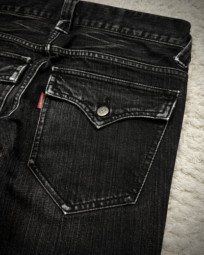 Tornado Mart Clawmarks Washed Spiral Flared Jeans