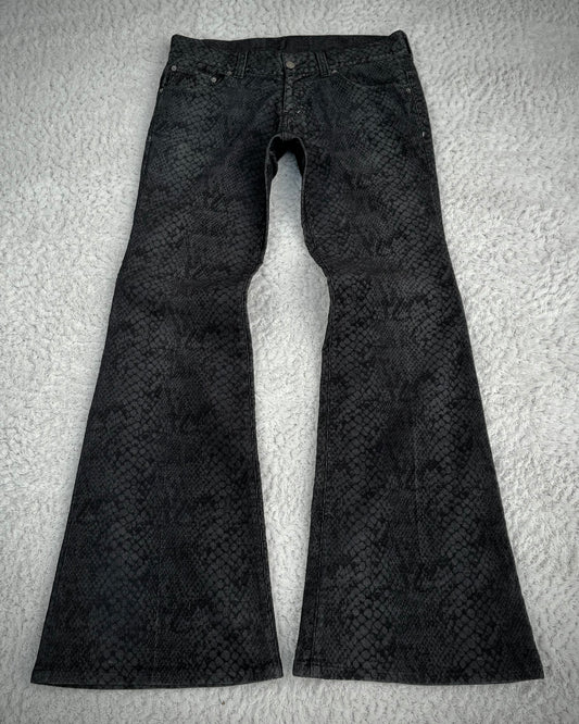 Tornado Mart Snakeskin Shadow Pattern Flared Pants