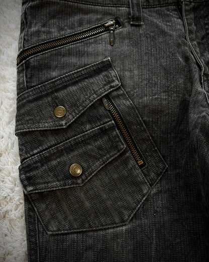 Tornado Mart Multi-Pocket Pin Striped Bootcut Pants