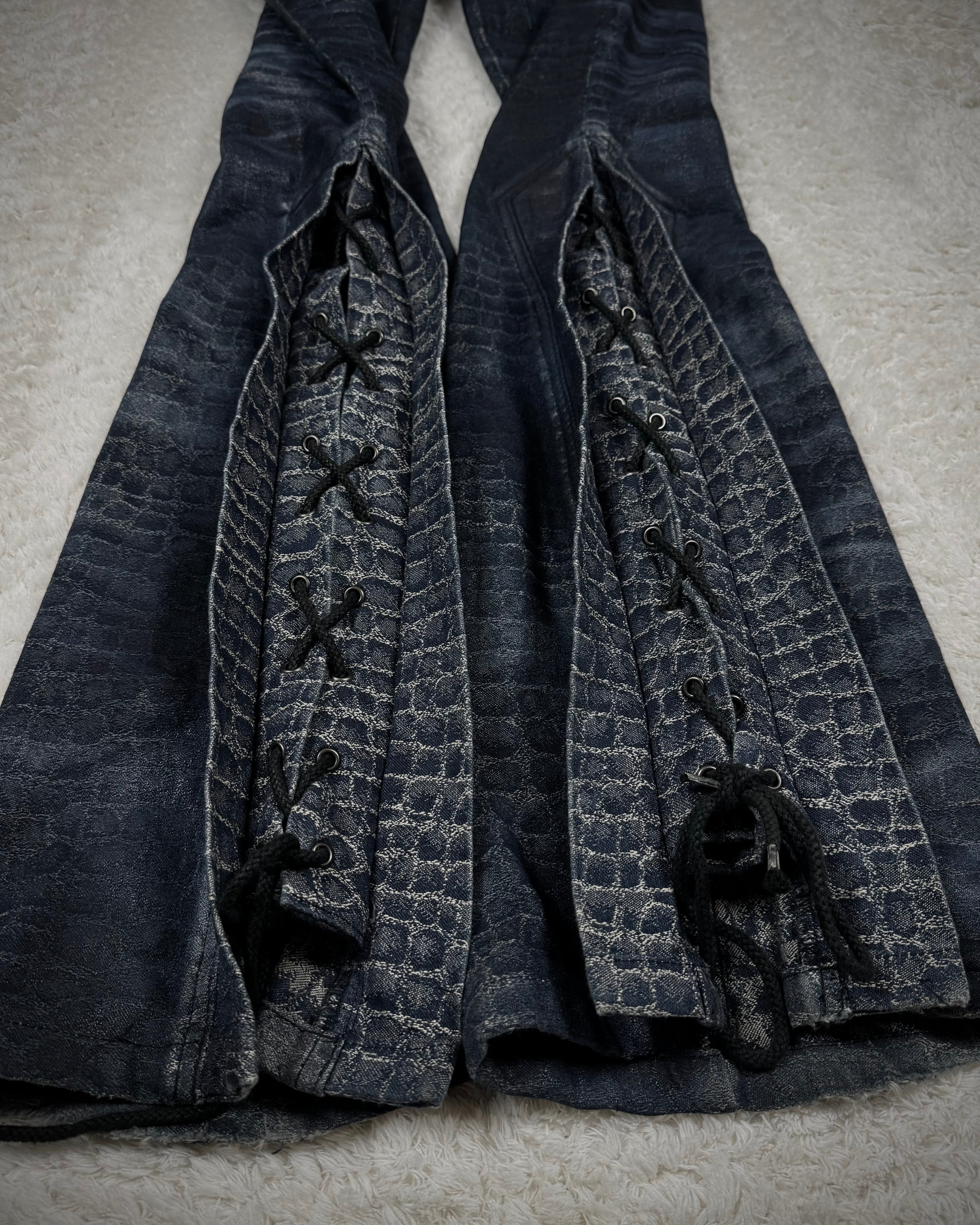 Tornado Mart Python Pattern Lace Up Flared Pants – Paroxa