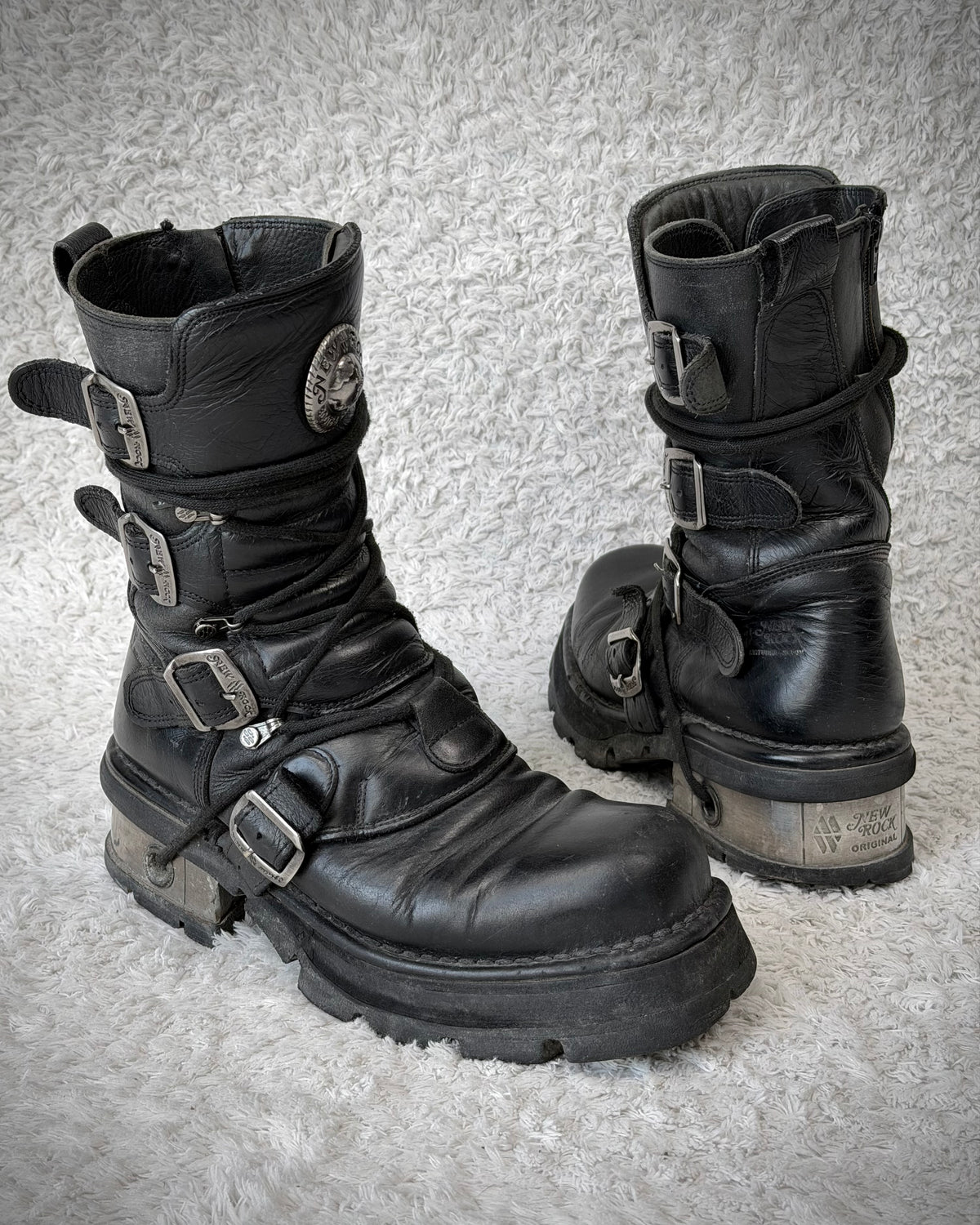 New Rock Steel Heel Leather Boots