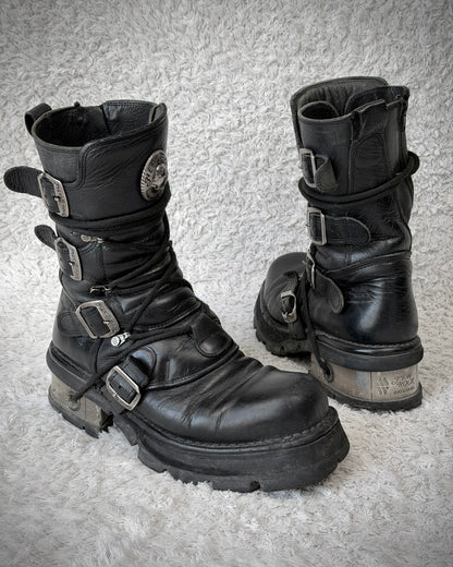 New Rock Steel Heel Leather Boots