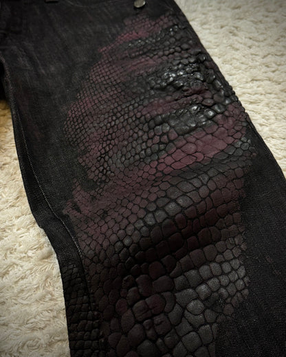 Tornado Mart 3D Python Coated Flared Jeans