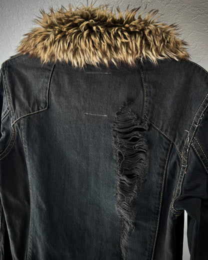 Midas Fur Distressed Denim Jacket