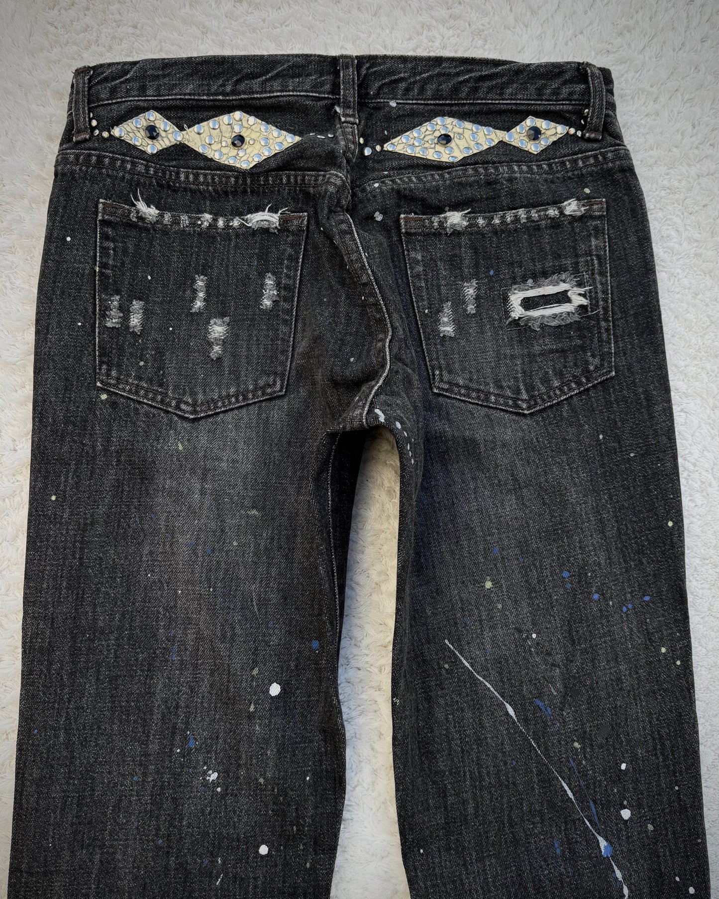 Schlüssel Snakeskin Patches Distressed Bootcut Denim