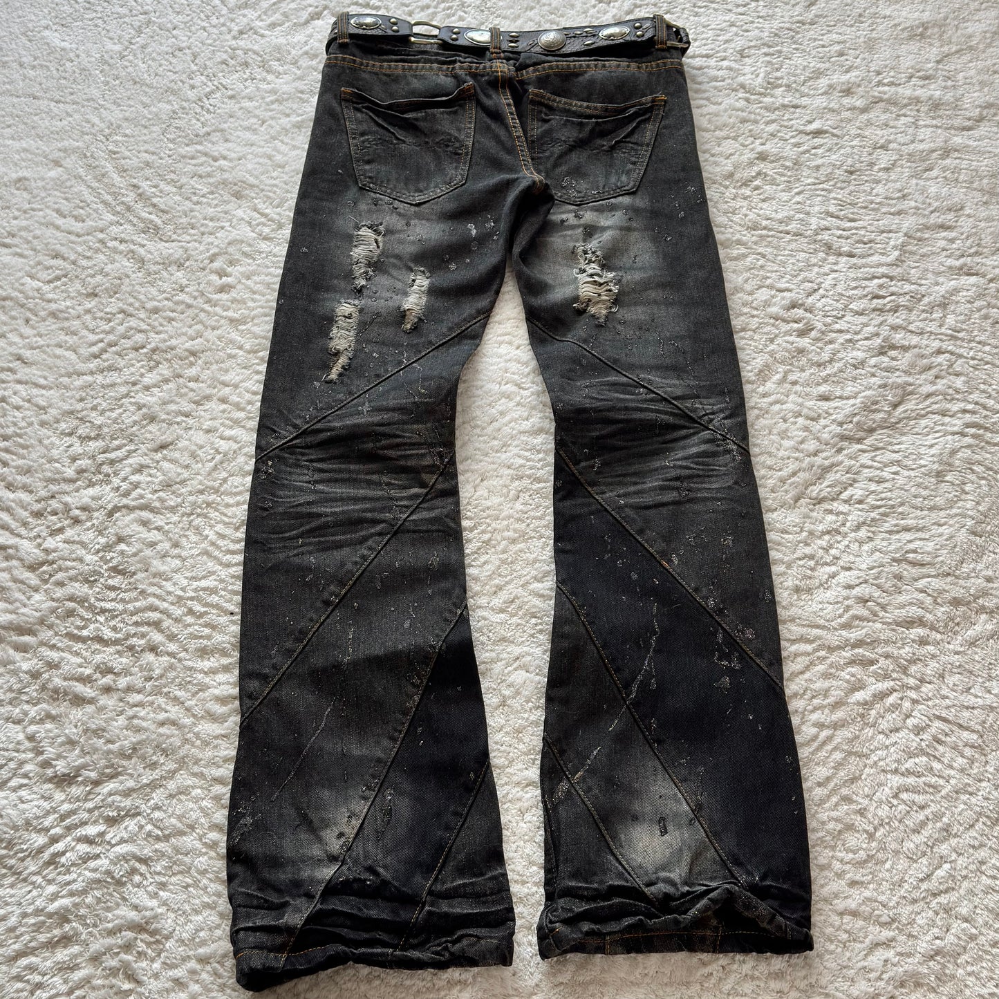 Midas Silver Splatter Distressed Bootcut Jeans