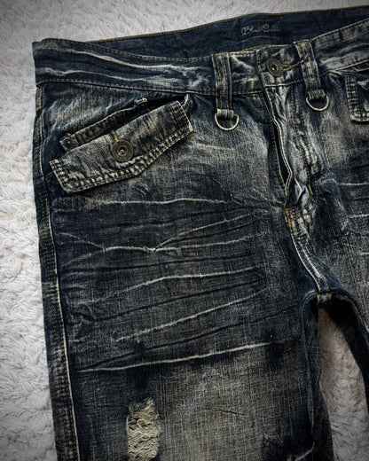 Black Crown Clawmarks Washed Flared Jeans