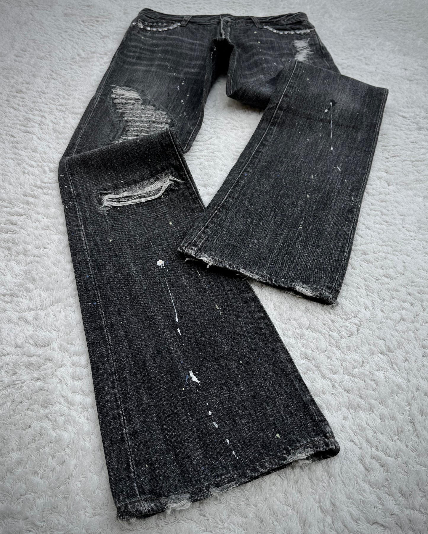 Schlüssel Snakeskin Patches Distressed Bootcut Denim