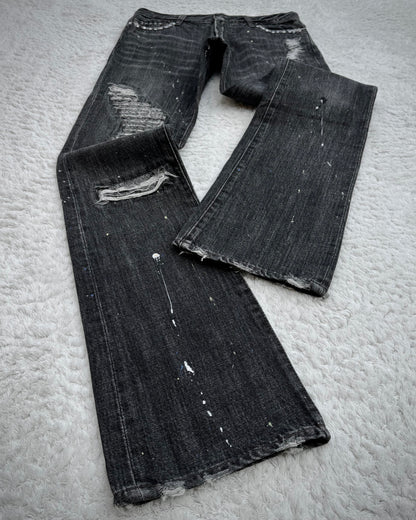Schlüssel Snakeskin Patches Distressed Bootcut Denim