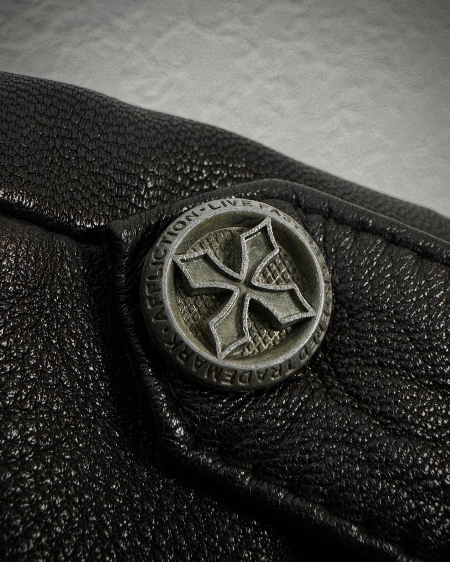 Affliction Black Studded Leather Biker Jacket