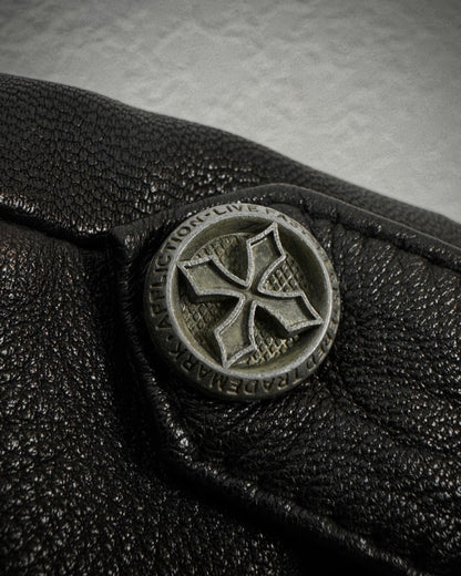 Affliction Black Studded Leather Biker Jacket