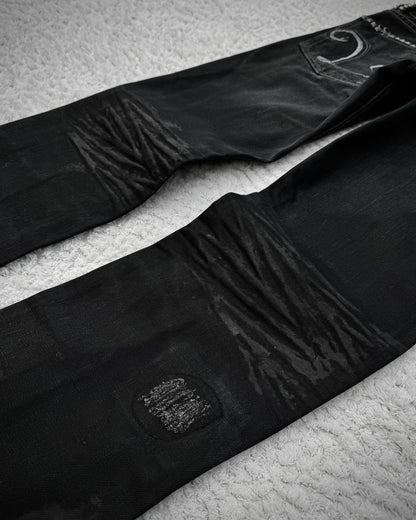 Solberry Studded Pierced Waxed Bootcut Jeans