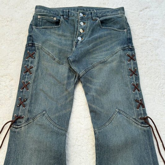 Tornado Mart Lace-Up Flared Jeans