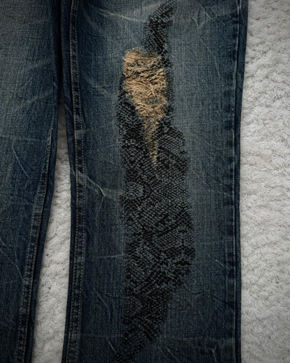 Midas Snakeskin Printed Bootcut Jeans