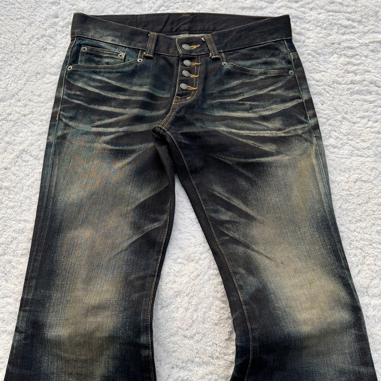 Tornado Mart Whisker Mud Washed Flared Jeans