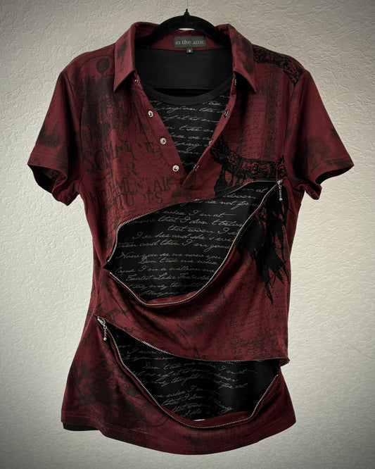 In The Attic Double Layered Poem Polo Shirt