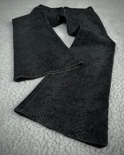 Tornado Mart Snakeskin Shadow Pattern Flared Pants