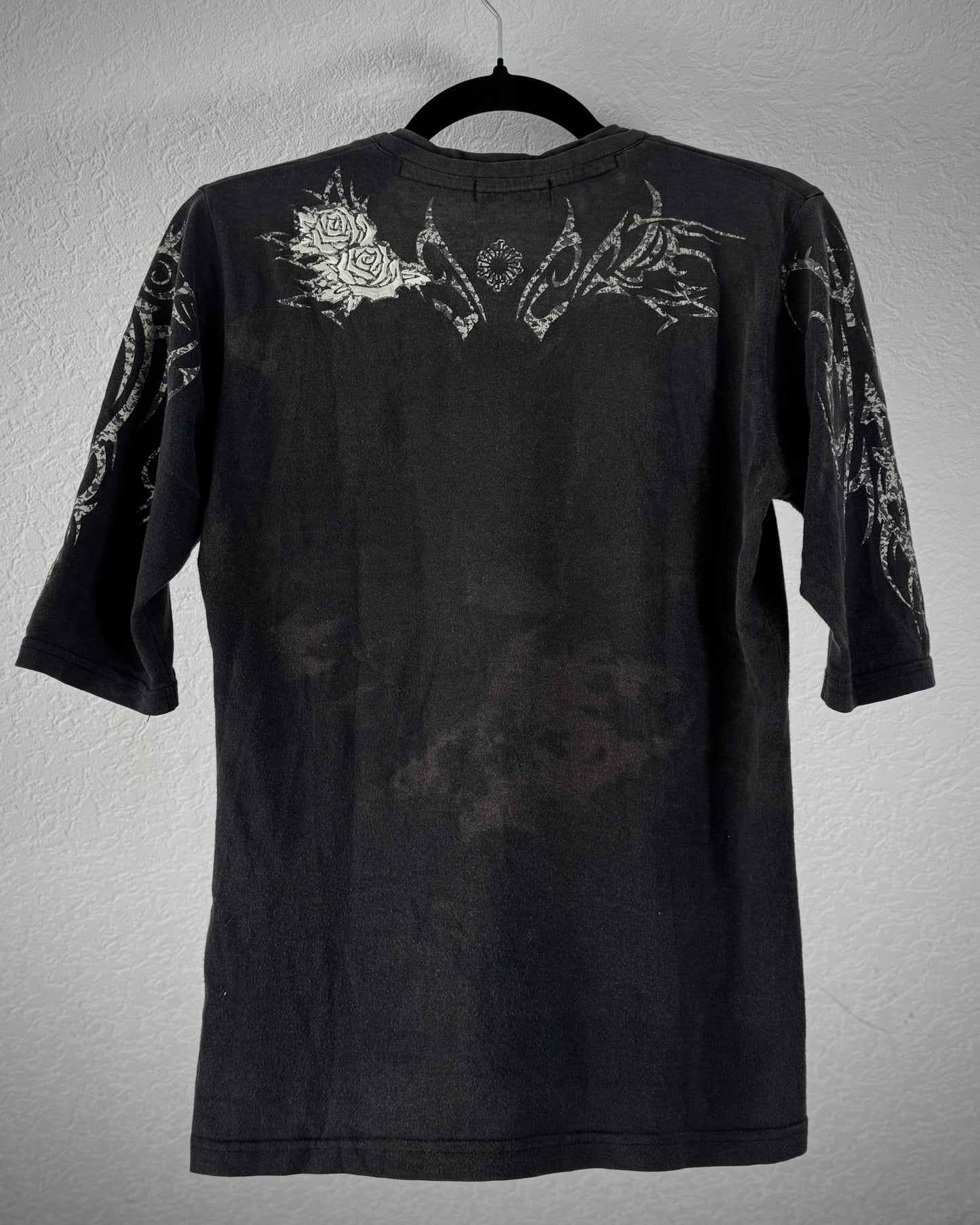 Tornado Mart Tribal Pattern Rose Embroidery T-Shirt