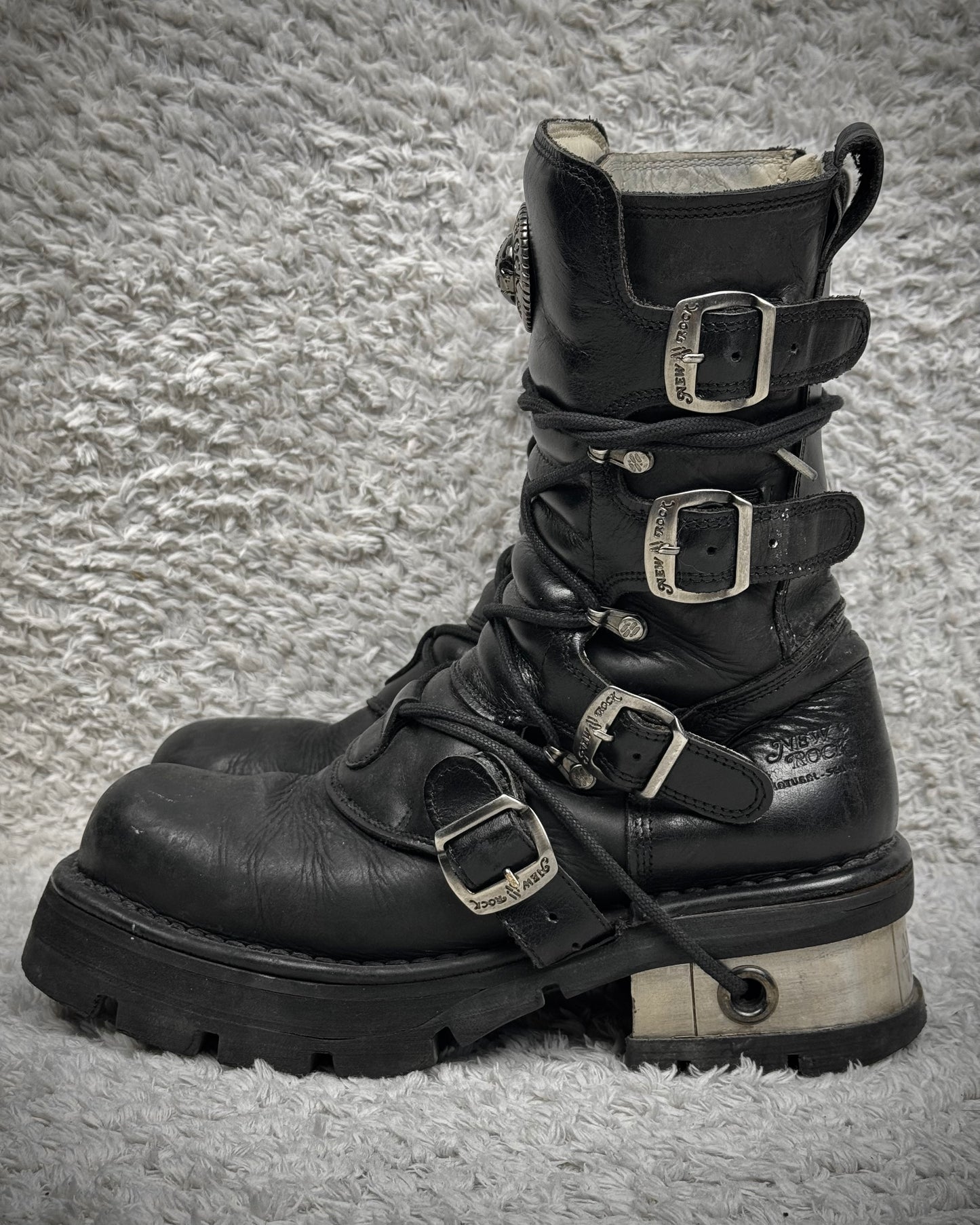 New Rock Steel Heel Leather Boots