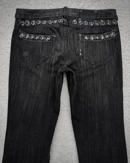 Semantic Design Studded Distressing Flared Jeans
