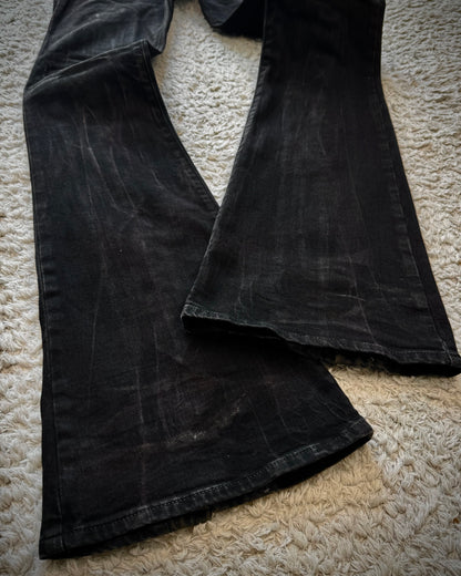 Tornado Mart Backlace Whisker Washed Flared Jeans