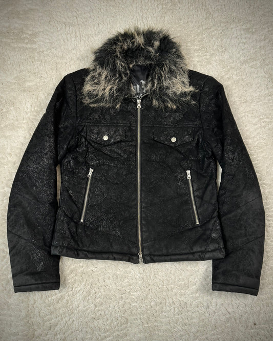 Body Wave Cracked Wax Fur Jacket