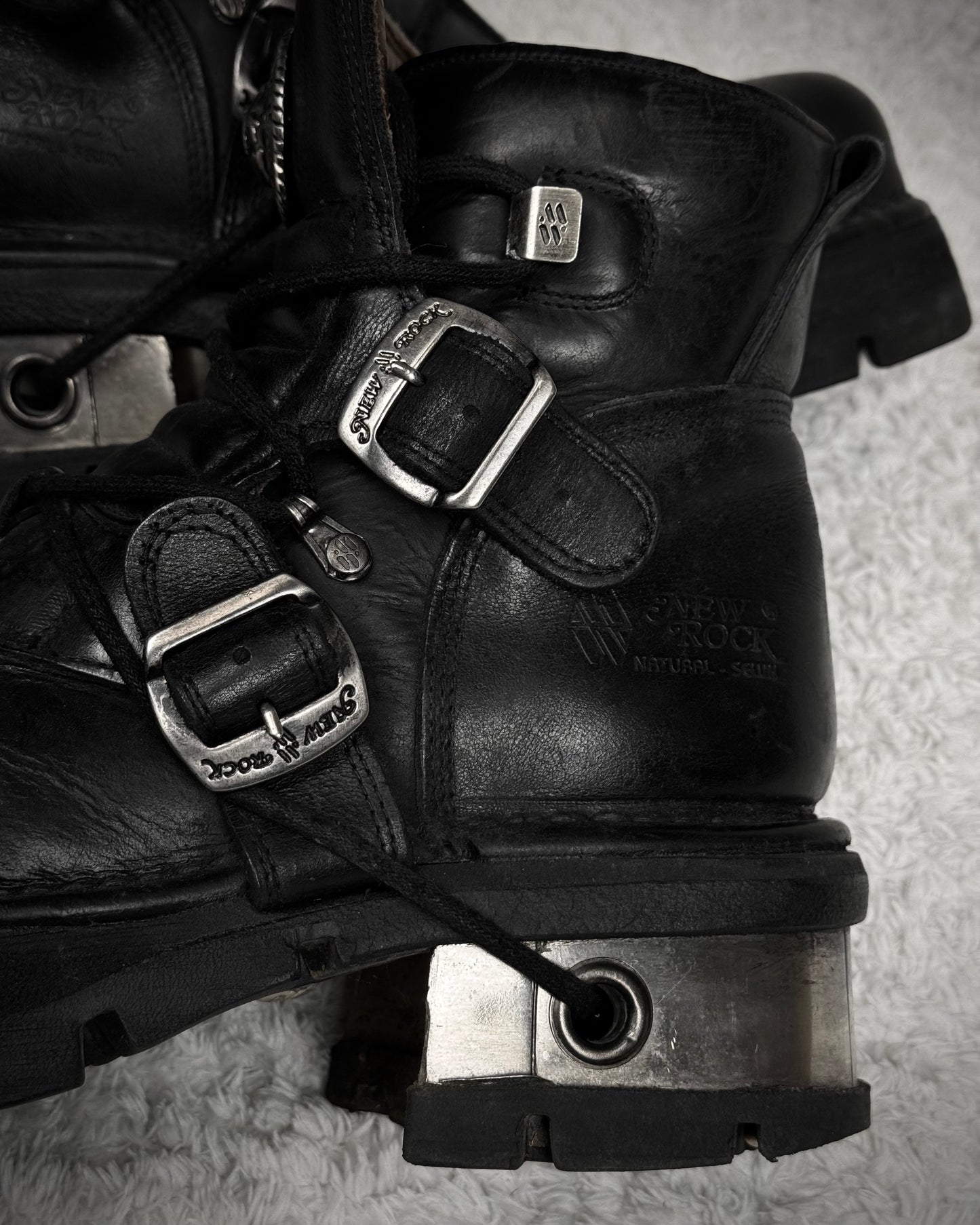 New Rock Steel Heel Leather Boots