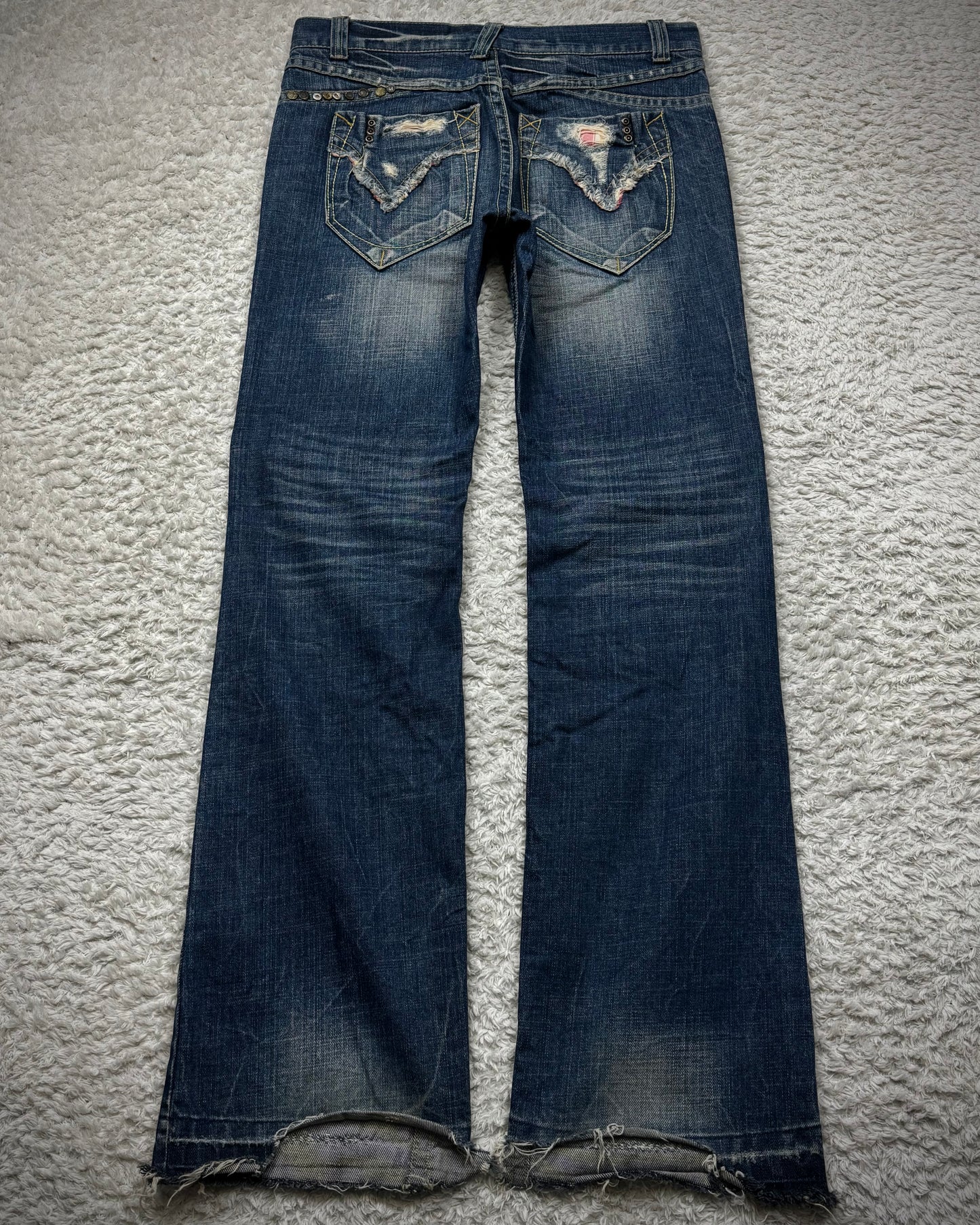 Red Pepper Clawmarks Washed Repaired Bootcut Jeans